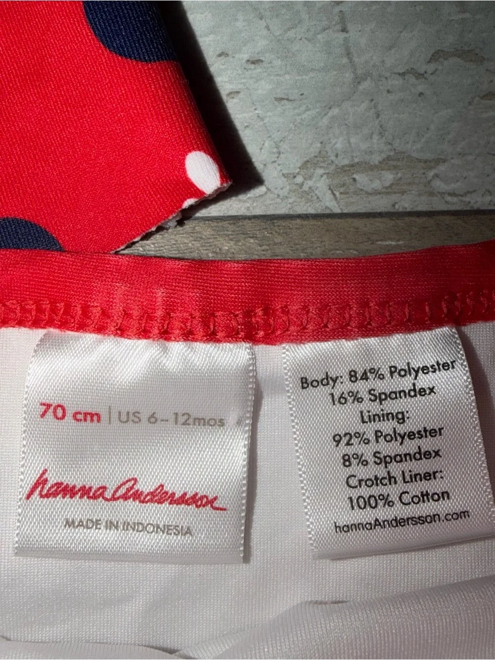Hanna Andersson Baby 2-piece Red with Flowers Swimsuit Size 6-12 Months